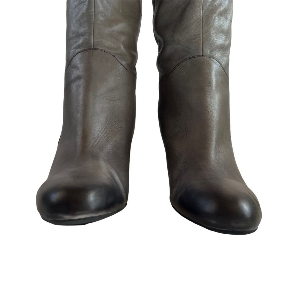 Franco Sarto A-Osteria Grey Leather Wedge Asymmetrical Zip Boots Size 11 - Picture 4 of 15